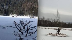 Turisté vzali útokem Šumavu: Kluziště si udělali i z Chalupské slati!