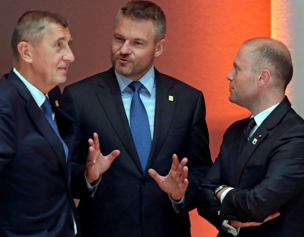 Summit EU v Bruselu: Andrej Babiš, Peter Pellegrini a Joseph Muscat  (30.6.2019)