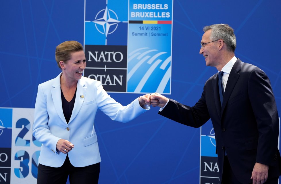 Summit NATO v Bruselu:Mette Frederiksenová a Jens Stoltenberg (14.6.2021)