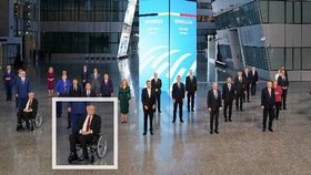 Summit NATO v Bruselu: Prezident Zeman na rodinné fotografii (14.6.2021)