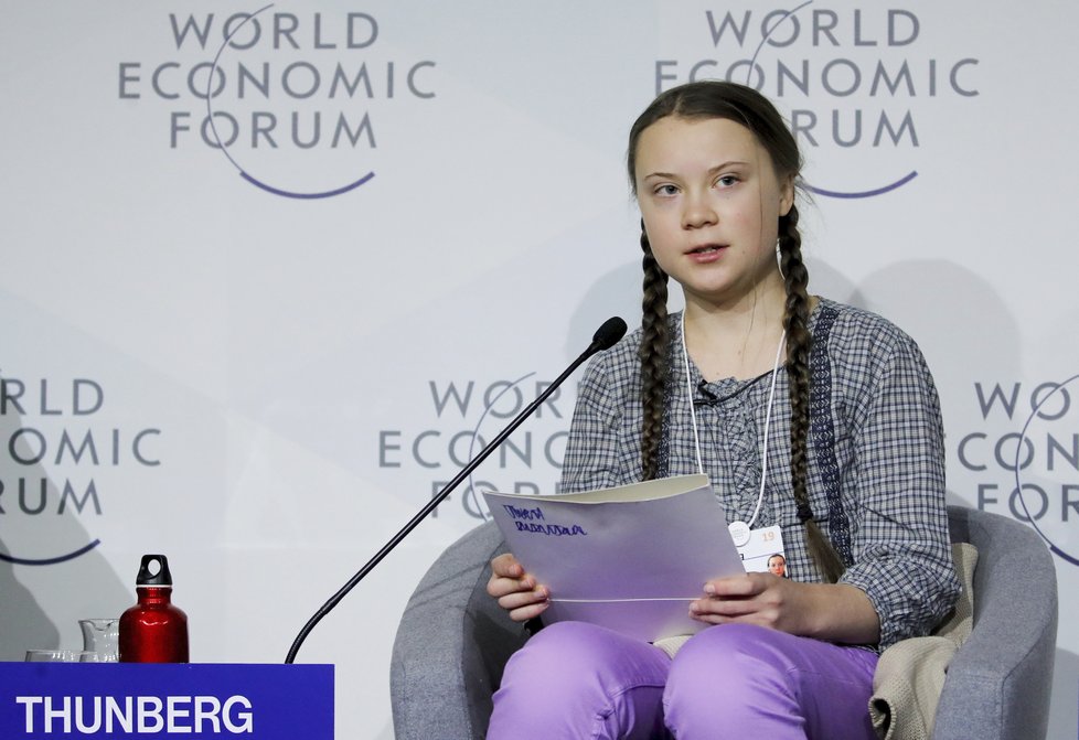 Davos 2019: 16letá aktivistka Greta Thurnbergová
