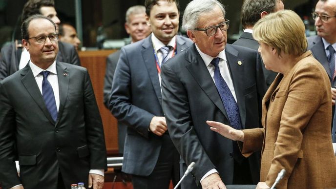 summit EU 23.9.2015, Hollande, Juncker, Merkelová