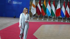 Summit EU v Bruselu: Italská premiérka Giorgia Meloniová (23. 10. 2023)