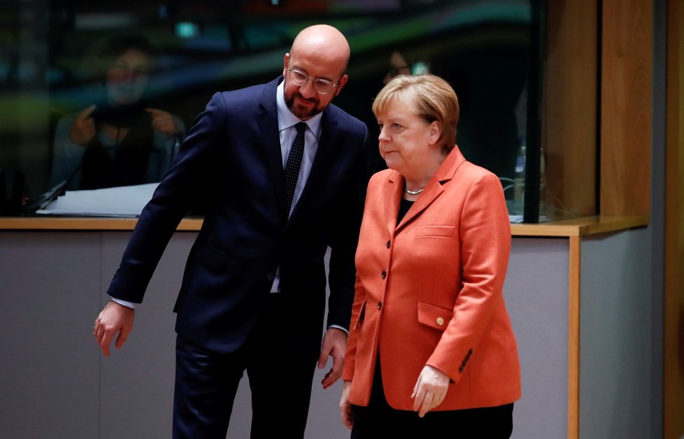 Summit EU v Bruselu: Francouzský prezident Emmanuel Macron a německá kancléřka Angela Merkelová