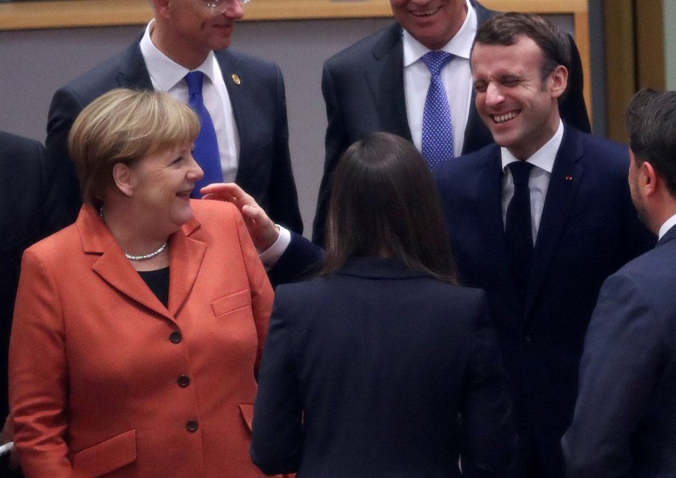 Summit EU v Bruselu: německá kancléřka Angela Markelová a francouzský prezident Emmanuel Macron