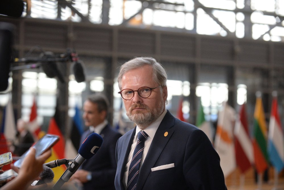 Petr Fiala na summitu v Bruselu (23.6.2022)