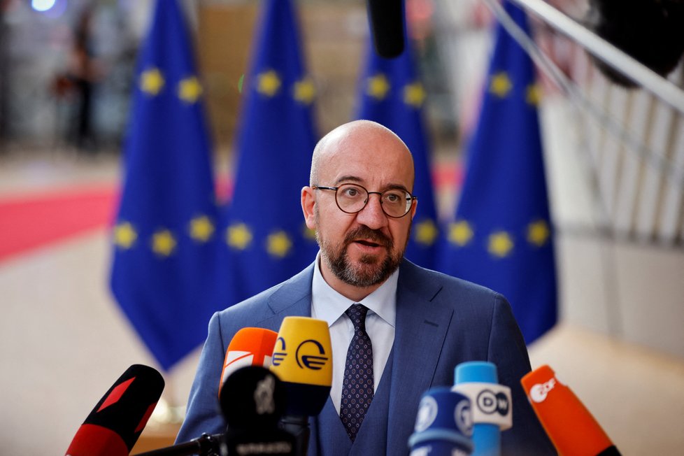 Předseda Evropské rady Charles Michel na summitu EU v Bruselu (23.6.2022)