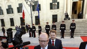 Premiér Bohuslav Sobotka na Maltě při summitu EU