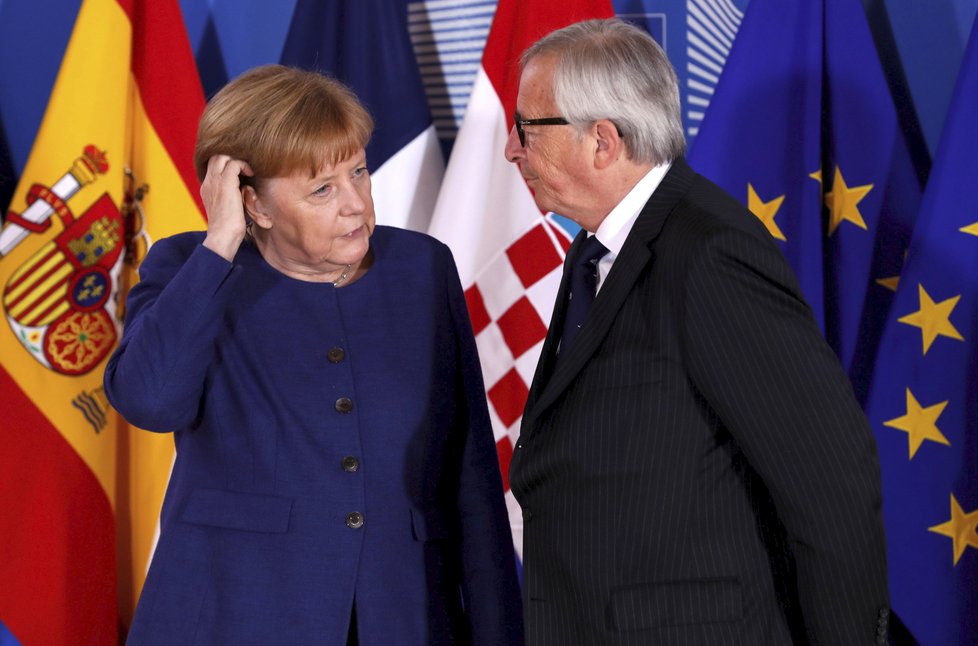 Merkelová a Juncker, Summit EU o migraci, 27.6.2018