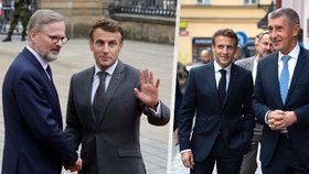 Emmanuel Macron v Praze potkal Petra Fialu na Hradě, ale Andreje Babiše