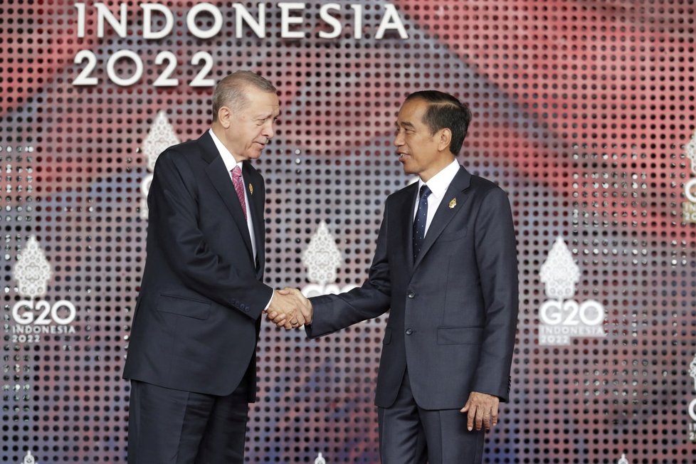 Summit G20 v Indonésii: Vítání tureckého prezidenta Recep Tayyip Erdoğana