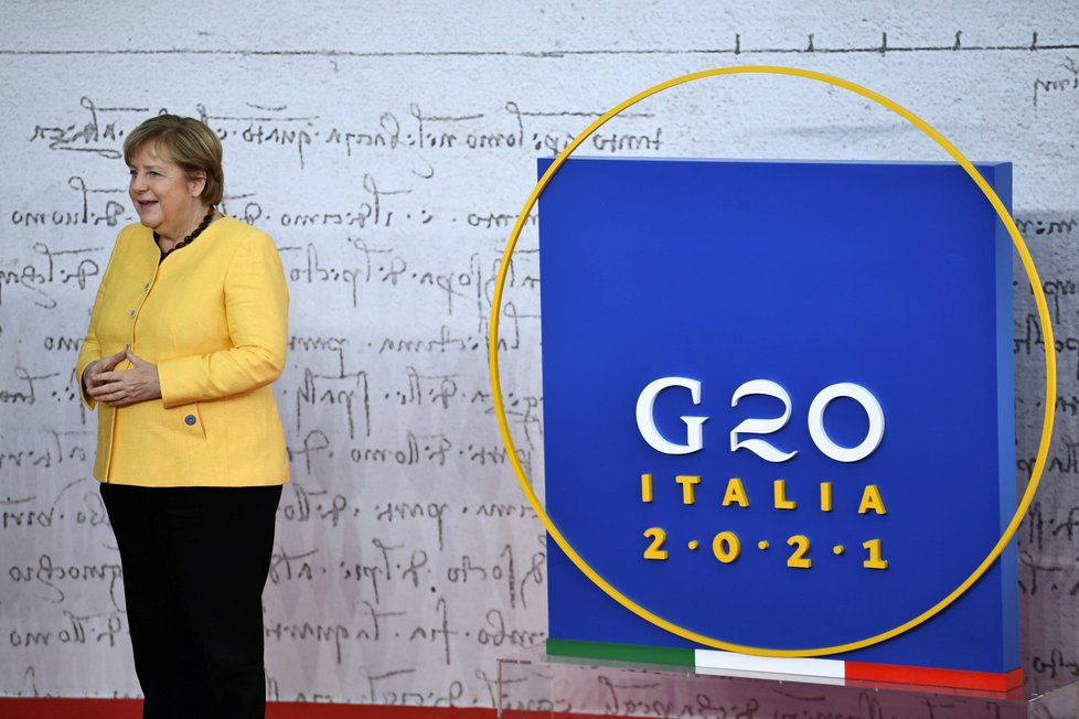 Summit ekonomik G20 v Římě: Německá kancléřka Angela Merkelová