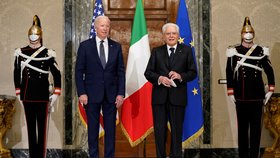 Summit ekonomik G20 v Římě: Americký prezident Joe Biden a prezident Itálie Sergio Mattarella (30.10.2021)