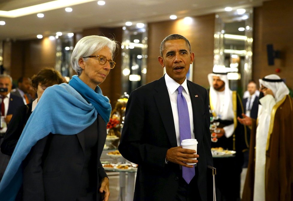 Summit G20 v Turecku: Barack Obama a generální ředitelka MMF Christine Lagarde