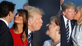„Cassanova“ Trump na summitu G7 lovil polibky. Olíbal Merkelovou i Macronovou. Trumpová cukrovala s kanadským premiérem