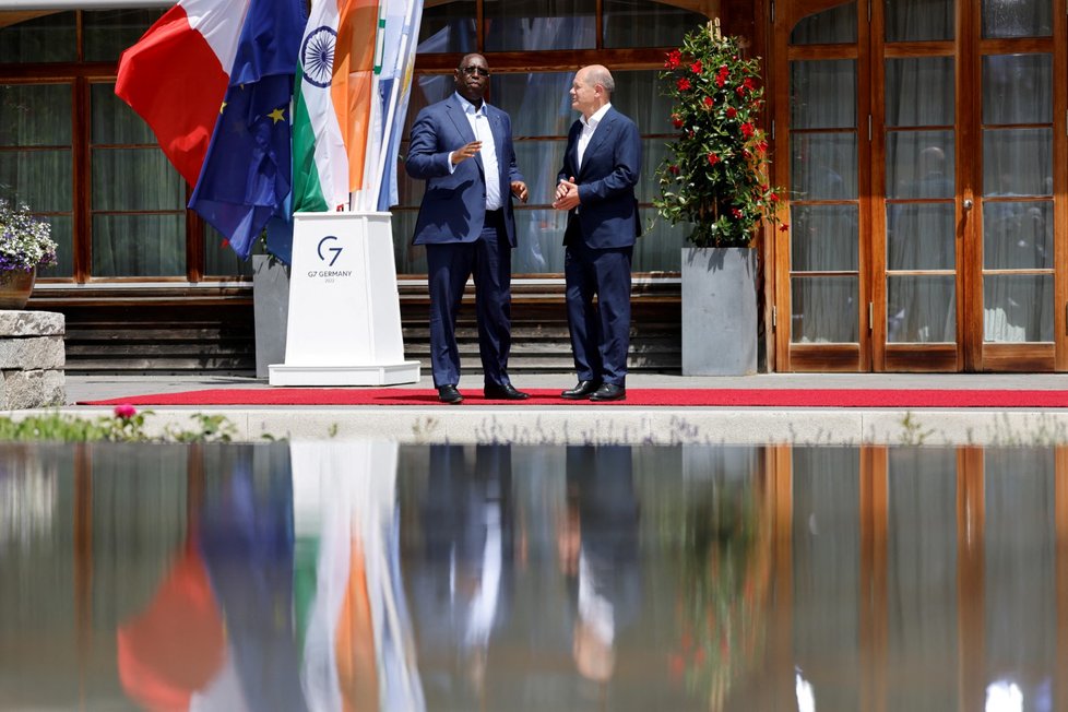 Olaf Scholz a senegalský prezident Macky Sall. (Summit G7, 27. 6. 2022)