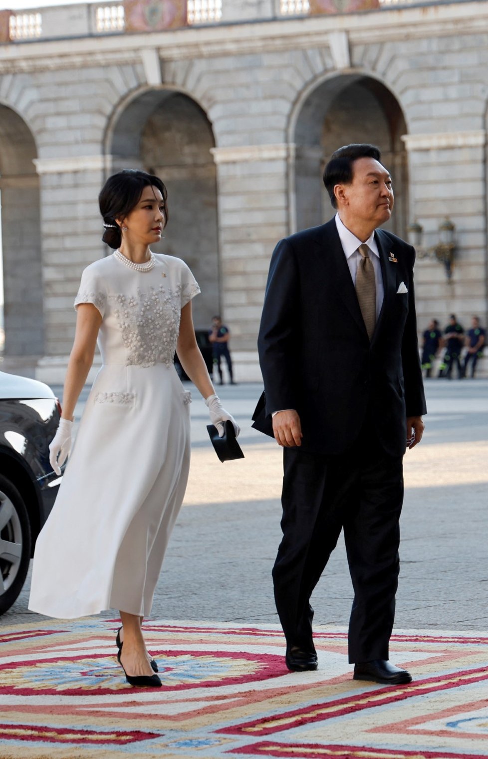 Jihokorejský prezident Jun Sok-jol s manželkou na galavečeři na summitu NATO (28.6.2022)