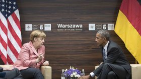 Summit NATO ve Varšavě, den II: Angela Merkelová a Barack Obama