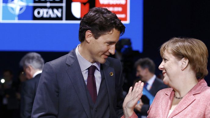 Kanadský premiér Justin Trudeau s Angelou Merkelovou.