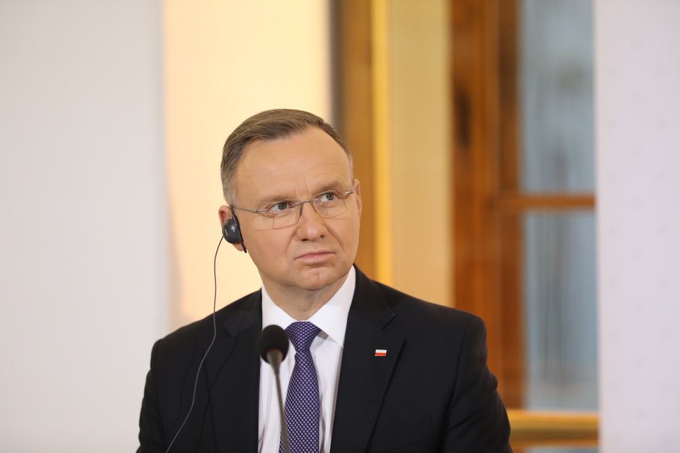Andrzej Duda na summitu prezidentů V4 v Praze (22.11.2023)