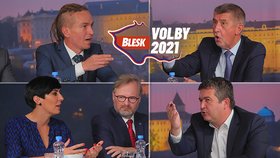 Ostré hádky v superdebatě Blesku: Do sebe se pustili zástupci vlády Babiš s Hamáčkem a opoziční koalice PirSTAN a Spolu