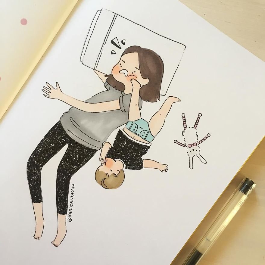Maminka kreslí, jak vypadá život s batoletem