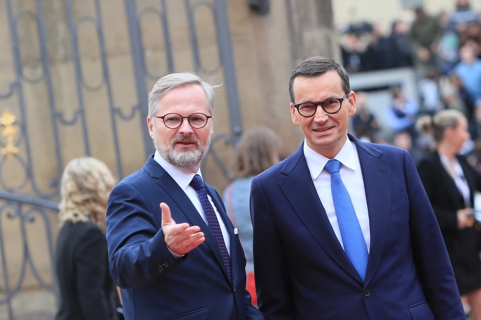 Pražský supersummit 2022: Premiér Petr Fiala (ODS) a polský premiér Mateusz Morawiecki (7. 10. 2022)