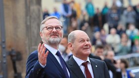 Pražský supersummit 2022: Premiér Petr Fiala (ODS) a německý kancléř Olaf Scholz (7.10.2022)