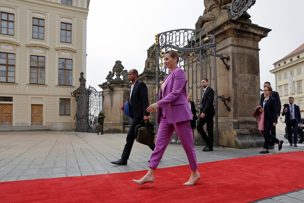Dánská premiérka Mette Frederiksenová na supersummitu v Praze (7.10.2022)