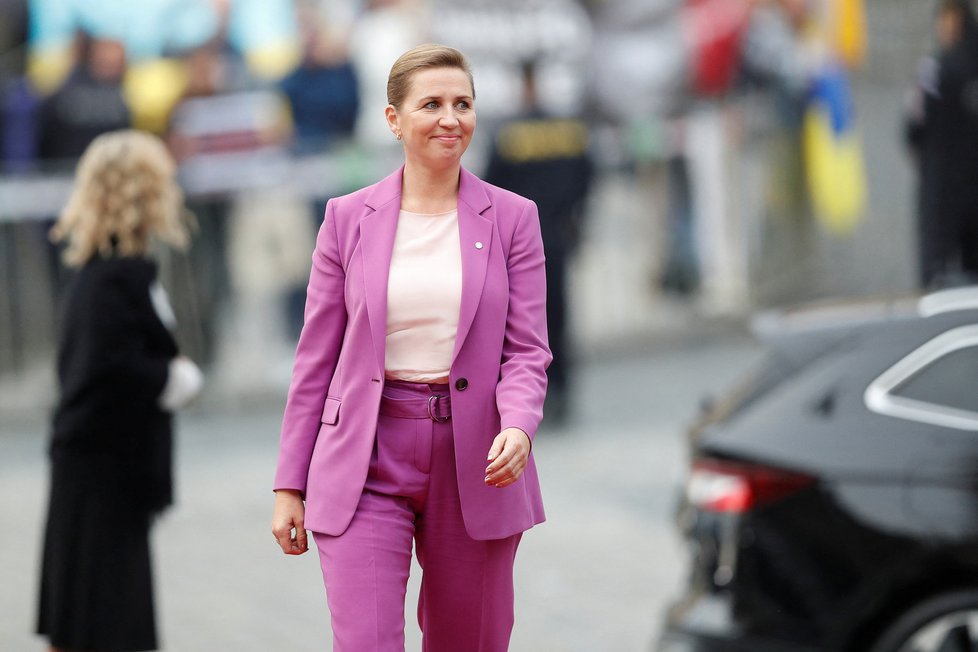 Dánská premiérka Mette Frederiksenová na supersummitu v Praze (7.10.2022)