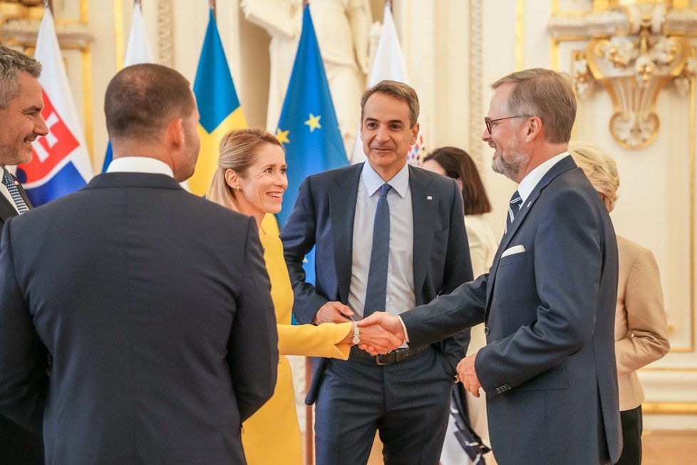 Supersummit na Pražském hradě: Premiér Petr Fiala (ODS) s estonskou premiérkou Kajou Kallasovou
