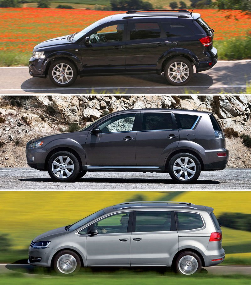 Srovnání Fiat Freemont vs. Mitsubishi Outlander a VW Sharan