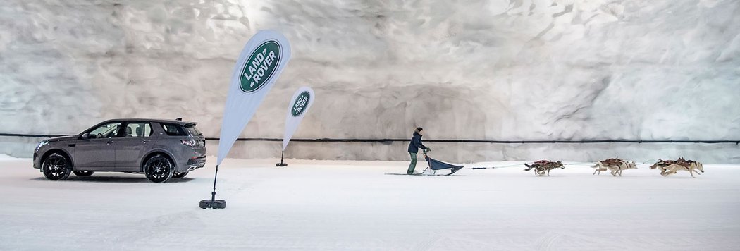 Land Rover Discovery Sport závodil ve sněhovém tunelu se psím spřežením