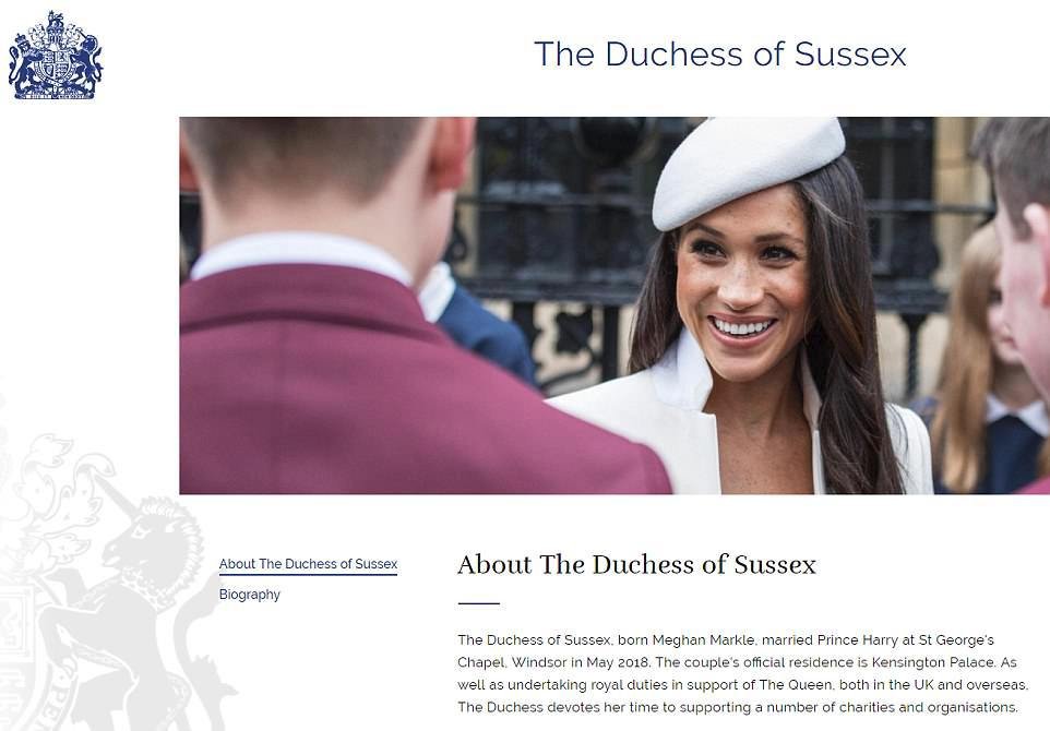 Webová stránka vévodkyně ze Sussexu