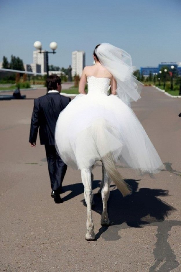 Nevěsta je pořádná kobyla.
