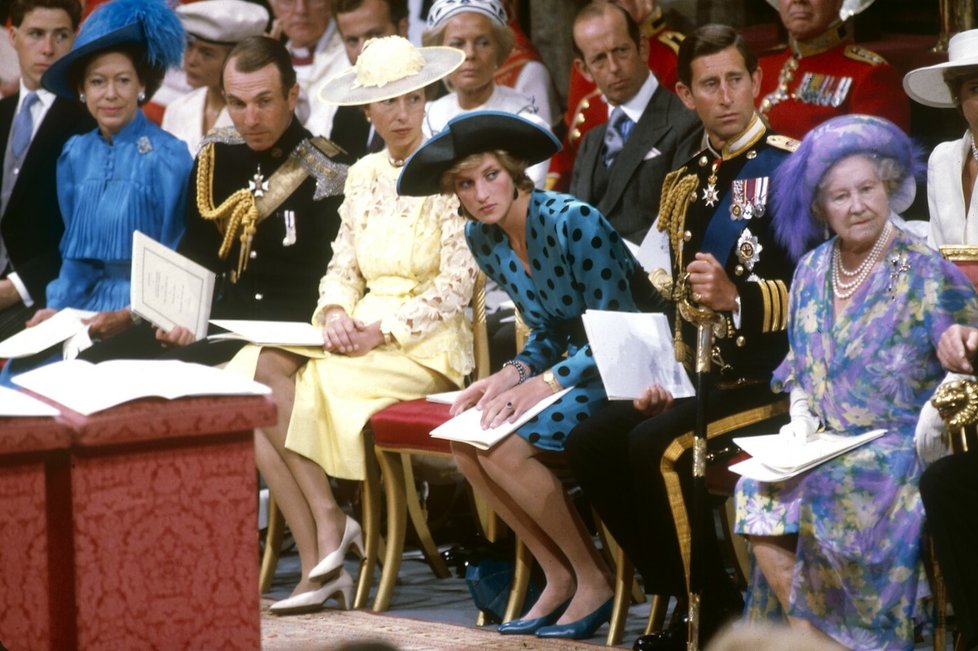 Princezna Diana na svatbě Andrewa a Fergie