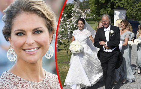 Louise si vzala Gustava Thotta (40) a vlečku jí před obřadem nesla švédská princezna Madeleine.