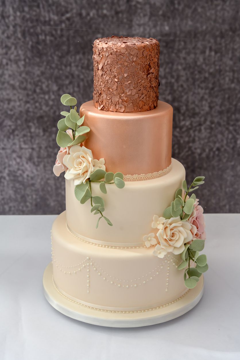 Roségold svatební dort