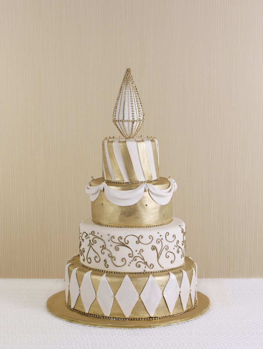 zlatý svatební dort