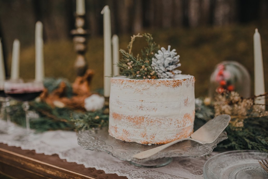 zimní svatební dort