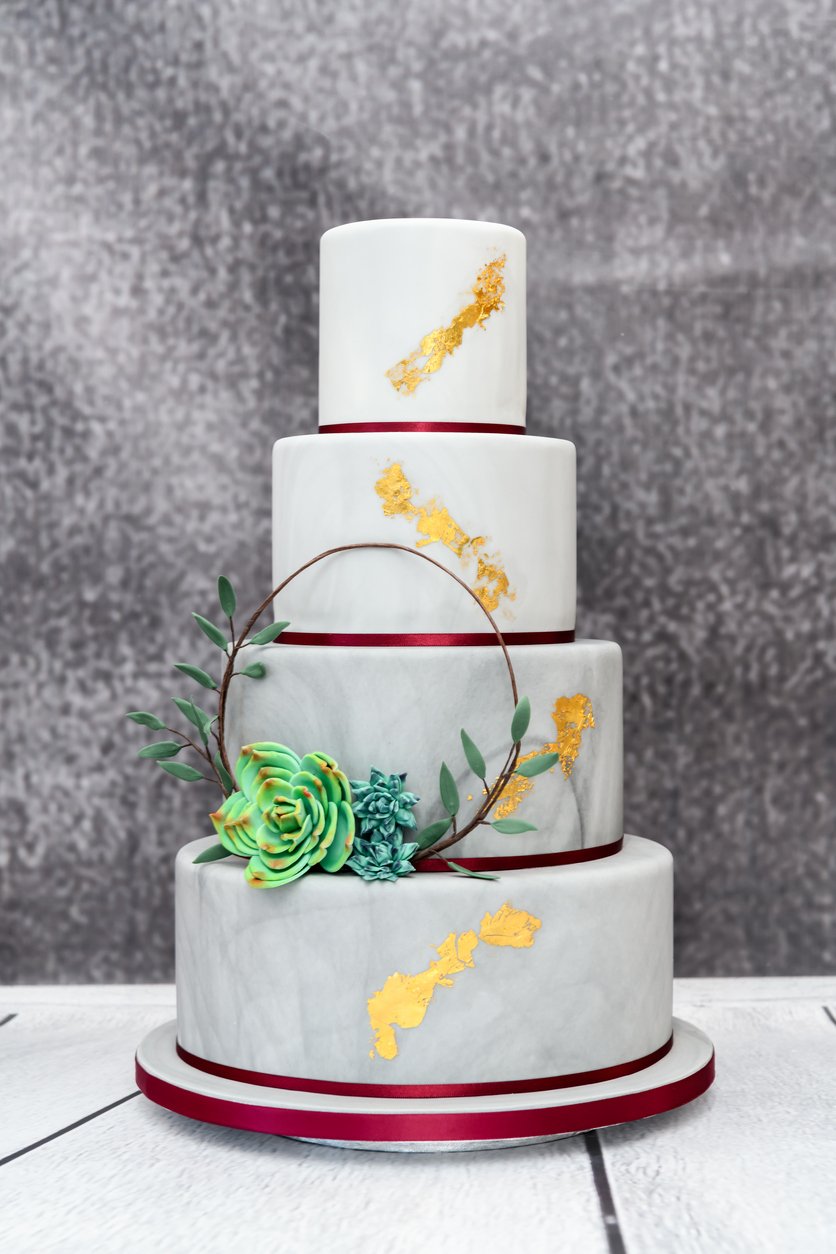 svatební dort se sukulenty