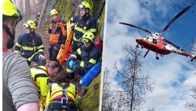 Chlapec (13) spadl ze skály u Svatoboru na Karlovarsku: Letěl pro něj vrtulník