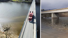 Nákladní vůz sjel na Příbramsku z mostu do Vltavy: Tělo řidiče zůstalo zaklíněné šest metrů pod hladinou!