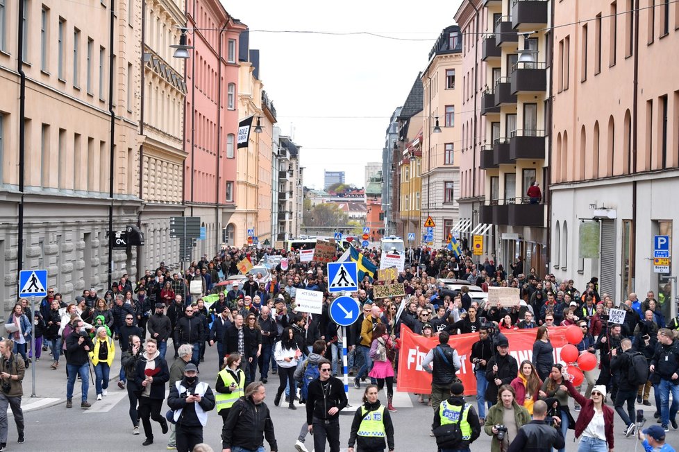 Protesty proti opatřením ve Švédsku