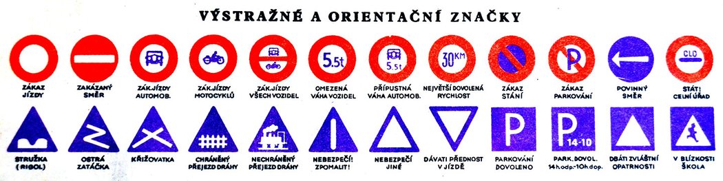 Další výstražné a orientační značky byly zaváděny od května 1938. Některé se do dnešních dnů změnily jen málo, ovšem třeba informační značku Dbáti zvláštní opatrnosti bychom dnes už hledali marně.