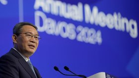 Čínský premiér Li Čchang na Světovém ekonomickém fóru v Davosu (16. 1. 2024).