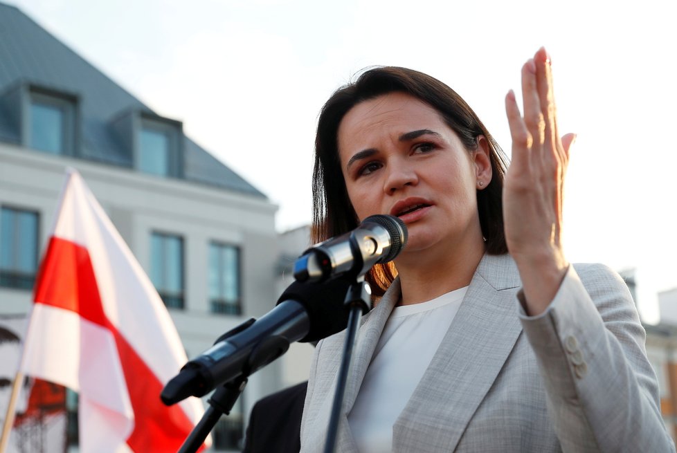 Vůdkyně běloruské opozice Svjatlana Cichanouská na návštěvě v Polsku