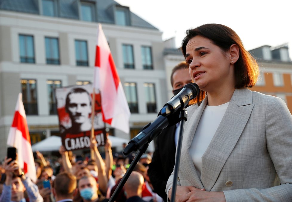 Vůdkyně běloruské opozice Svjatlana Cichanouská na návštěvě v Polsku