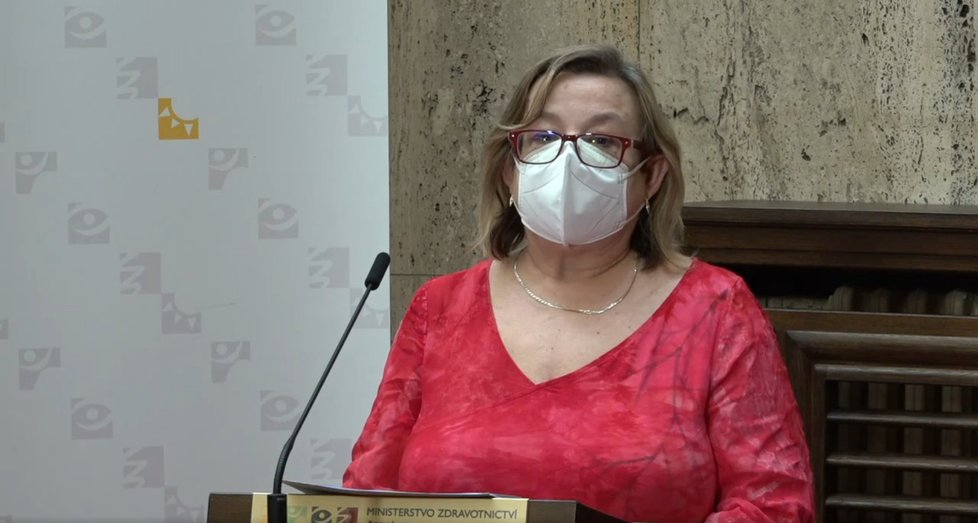 Hlavní hygienička ČR Pavla Svrčinová na tiskové konferenci k vývoji epidemické situace v Česku