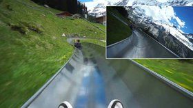 Švýcarská bobová dráha nabízí nádherný výhled na Alpy.